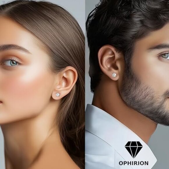 Moissanite Stud Earrings Sterling Silver White Gold Plated Hypoallergenic - Picture 3 of 8